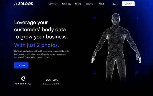 Website development about 3D scanning and body visualization technology for various industries